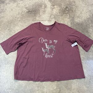 Catherines Sleepwear Shirt Womens Plus 4X Cotton Deer to my‎ Heart